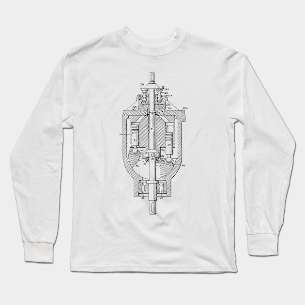 Axial Pistol Unit Vintage Patent Drawing Long Sleeve T-Shirt by TheYoungDesigns